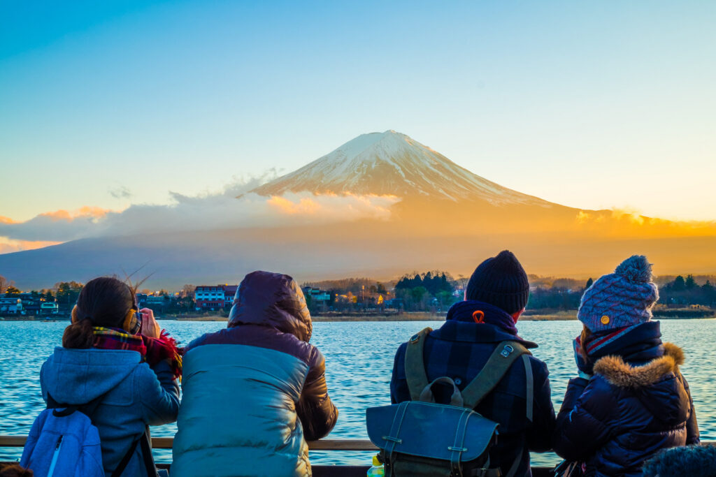 people viewing Mt. Fuji